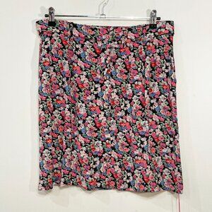 New Rouje Helena Floral Belted Viscose Mini Skirt Pink Black 44, 12